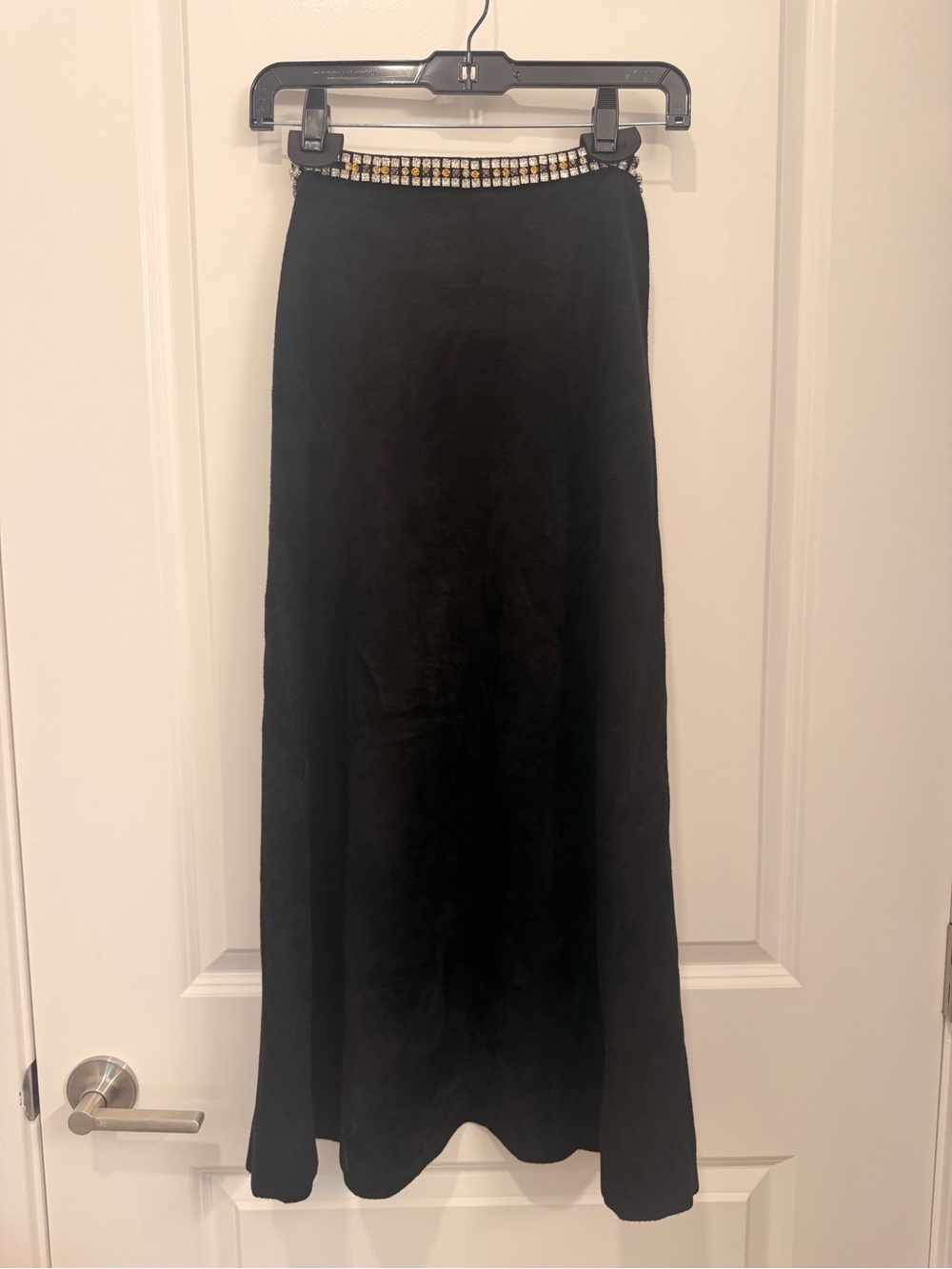 Sandro Black Maxi Skirt with Jeweled Waistband